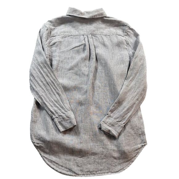 Quince Button-Up Shirt Women's Size Small Blue/White Striped Long Sleeves Linen - Picture 8 of 12